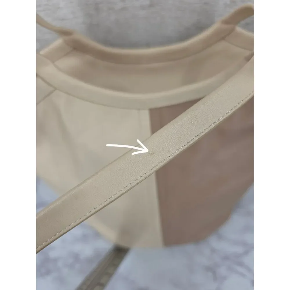 Coach Bea Neutral Two-Tone Ivory & Taupe Leather Top Zip Tote Bag